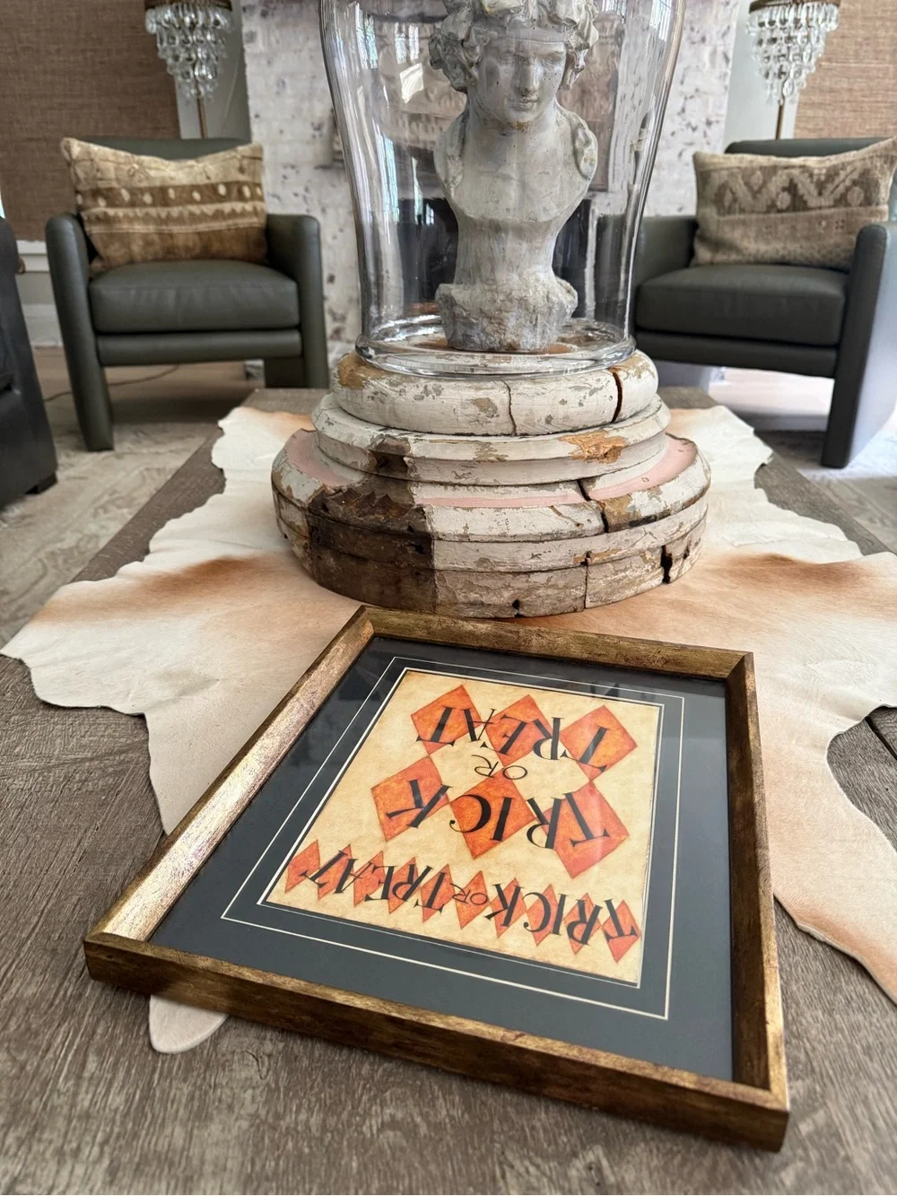 Trick or Treat Framed Wall Art - Orange Halloween Print